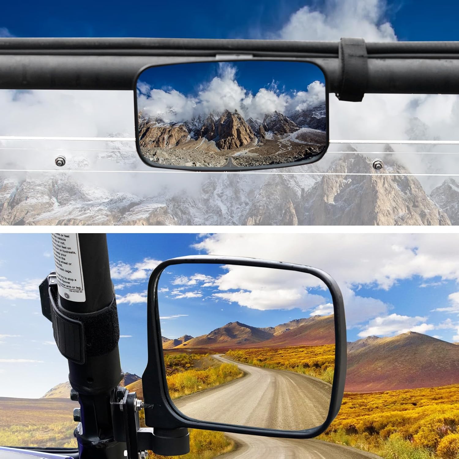 A & UTV PRO Wider Side Mirrors and Rear View Mirror Set for Yamaha Wolverine X2 X4 2018 2019 2020, Adjustable Wide-Angle Folding Convex Breakaway Mirrors Accessories, 3PCS