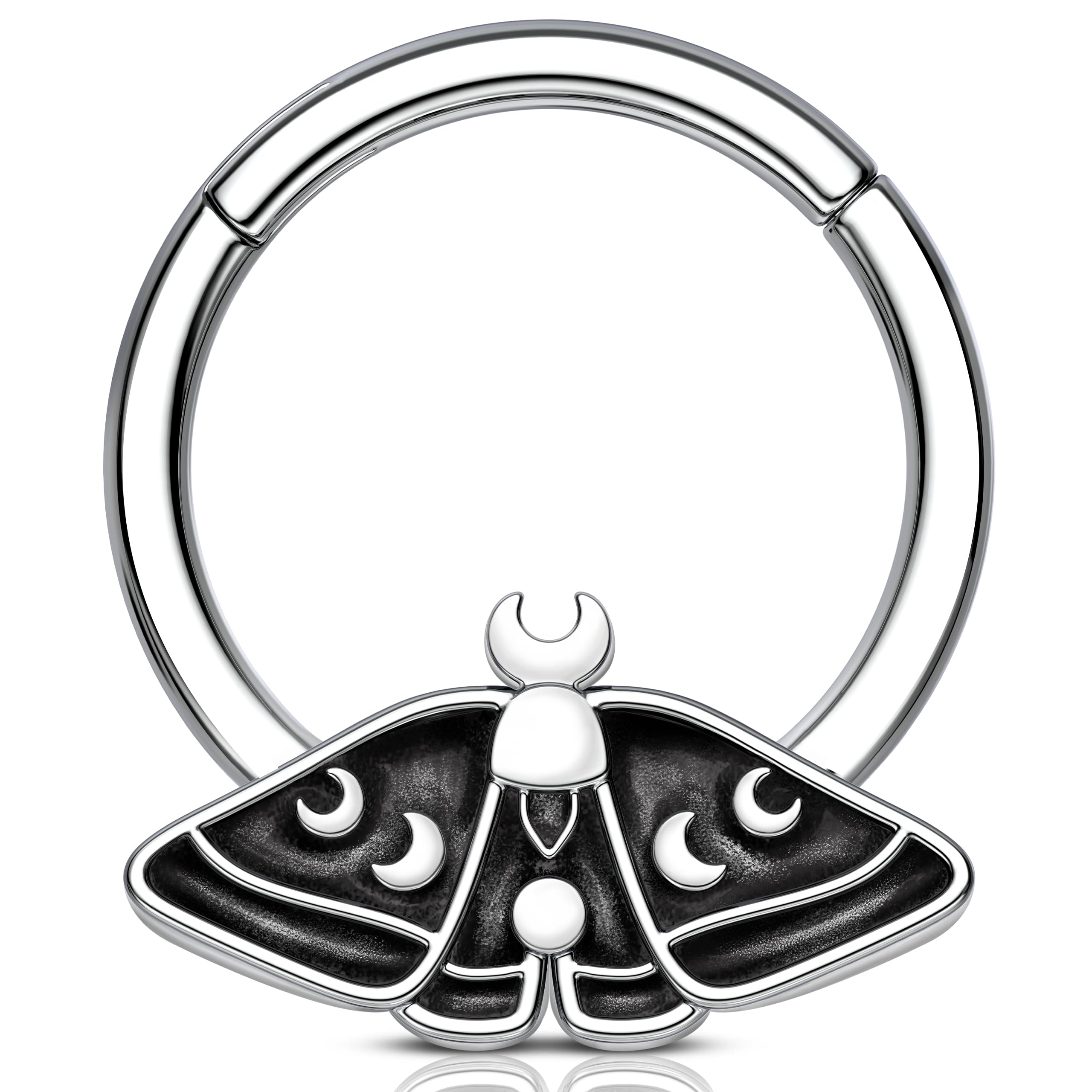 Melighting16G Halloween Septum Ring Moth Helix Earring 316L Stainless Steel Daith Earring 10mm Septum Clicker For Women Gothic Cartilage Earring