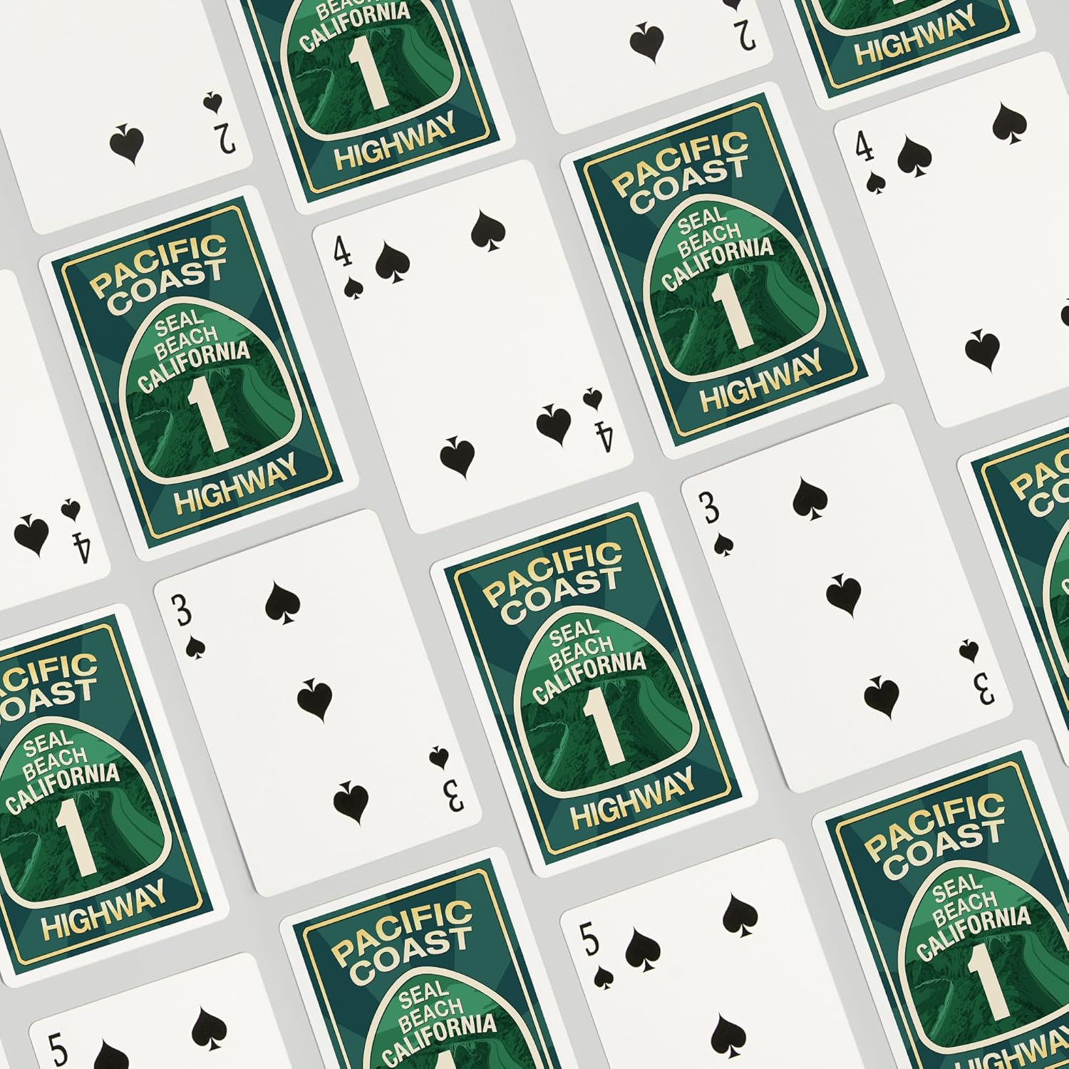 Lantern Press Highway 1, California, Seal Beach, Pacific Coast Highway Sign, 52 Playing Cards for Adults, Poker Size Card Deck