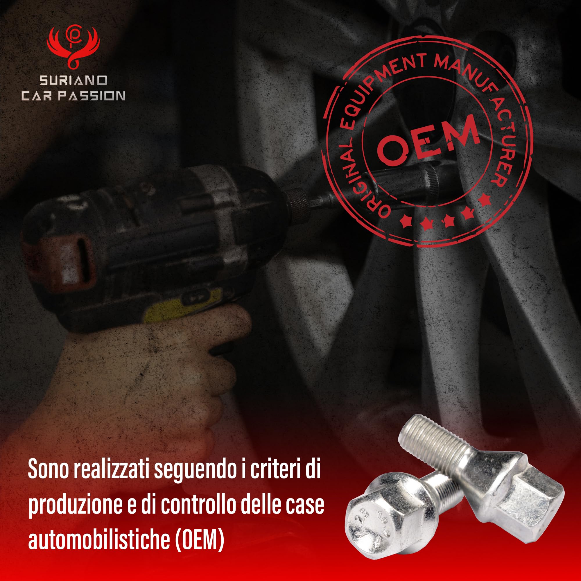 Kit 20 bulloni ruota Compatibili con Jeep Renegade dal 2014 e Compass (solo dal 5/2020 in poi) Fissaggio ruote cerchi in acciaio e in lega M12x1,25