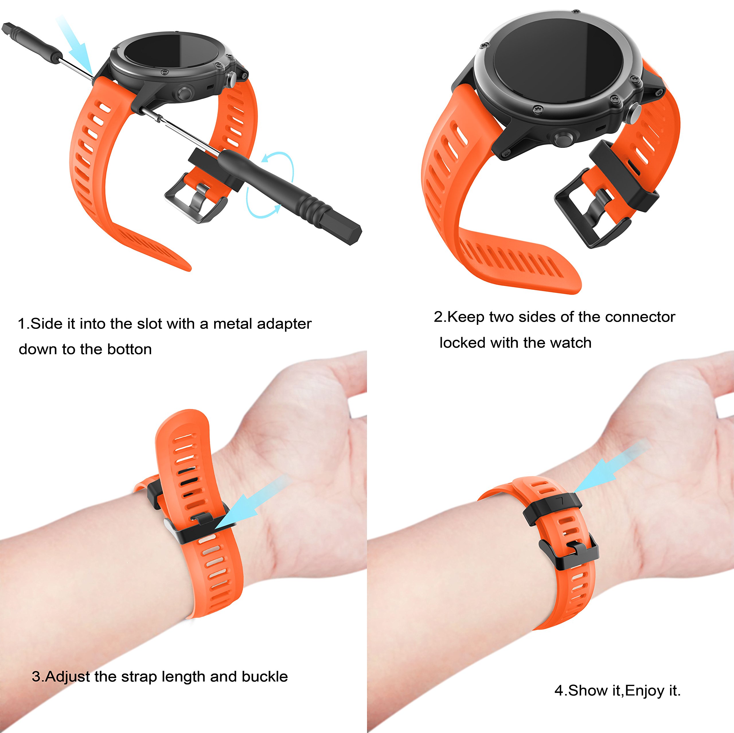 TOPsic Fenix 3 Correa de Reloj, Banda Reemplazo de Silicona Suave Deportiva con Herramientas para Fenix 3 / Reloj Elegante de Fenix 3 HR Multi-Colors — view 6