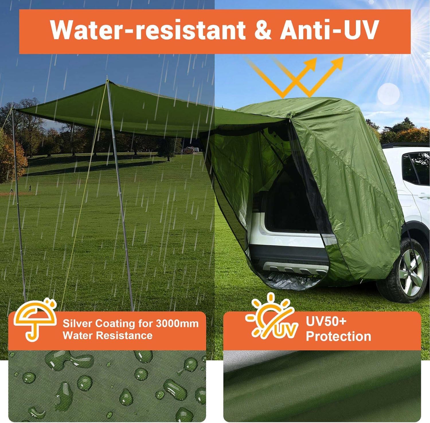 Tienda Trasera de Gran Capacidad para MPV - Toldo Campaña Impermeable con Barra de Soporte Integrada - Compatible con Adaptado a Peugeot Partner, Citroën Berlingo, Ford Tourneo