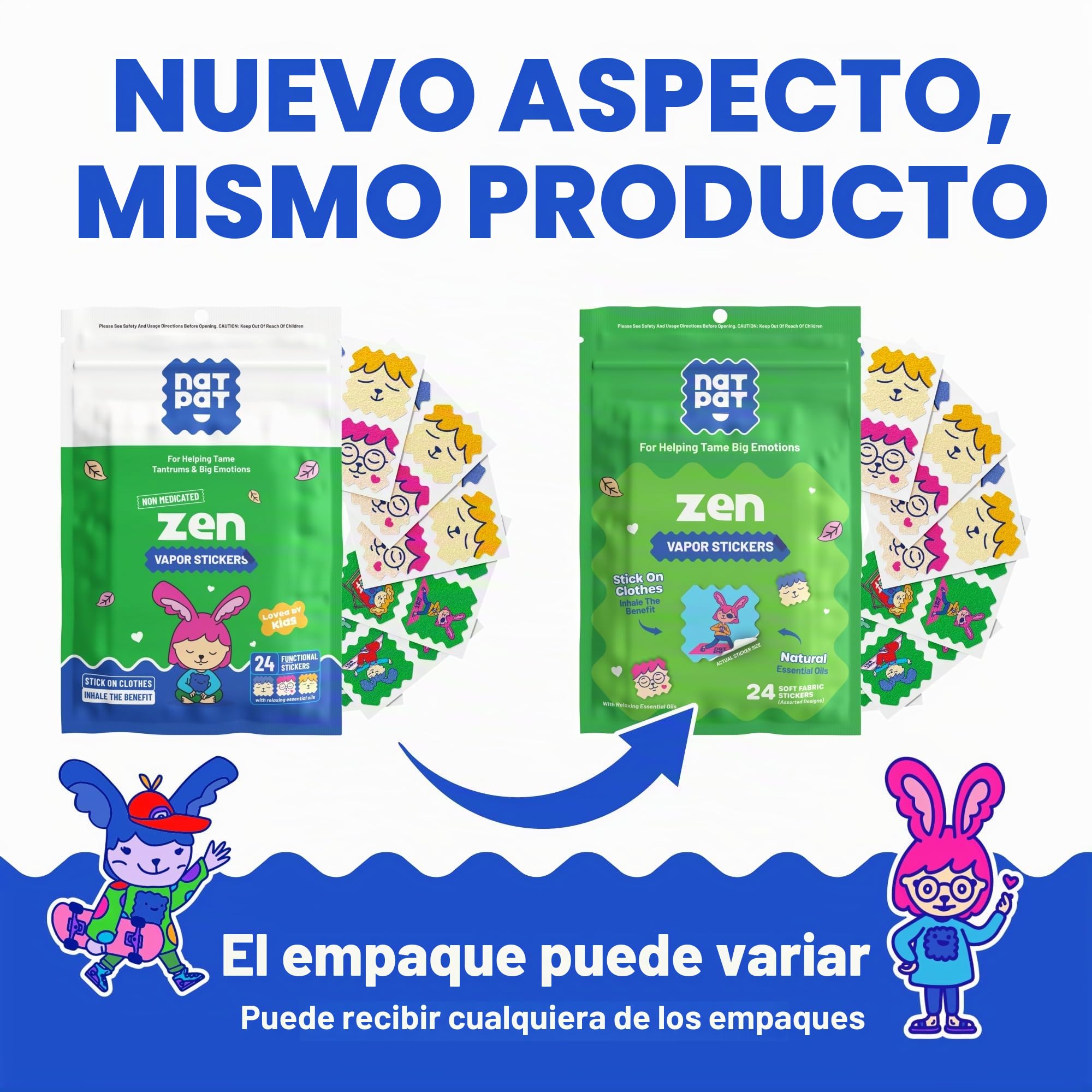 The Natural Patch Co. ZenPatch pegatinas para calmar los espíritus para niños y adultos (paquete de 24) - El parche natural - Libre de drogas, apoyo al estado de ánimo para la relajación | BuzzPatch - Parche natural para relajación, calma y regulación de