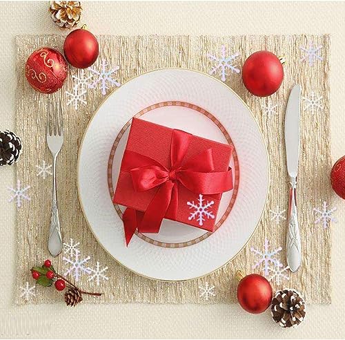 Miniatura 7 de OuMuaMua 1200 decoraciones de confeti de copos de nieve para Navidad, confeti de invierno blanco, paquete de fiesta de nieve para boda, cumpleaños,