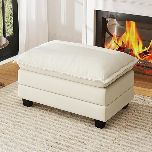 Miniatura 14 de WorthFurni Sofá Seccional Modular de 111.4", Sofá de Nube en Forma de U con 2 Otomanas Móviles, Cómodo Sofá de Chenille de Asiento Profundo con