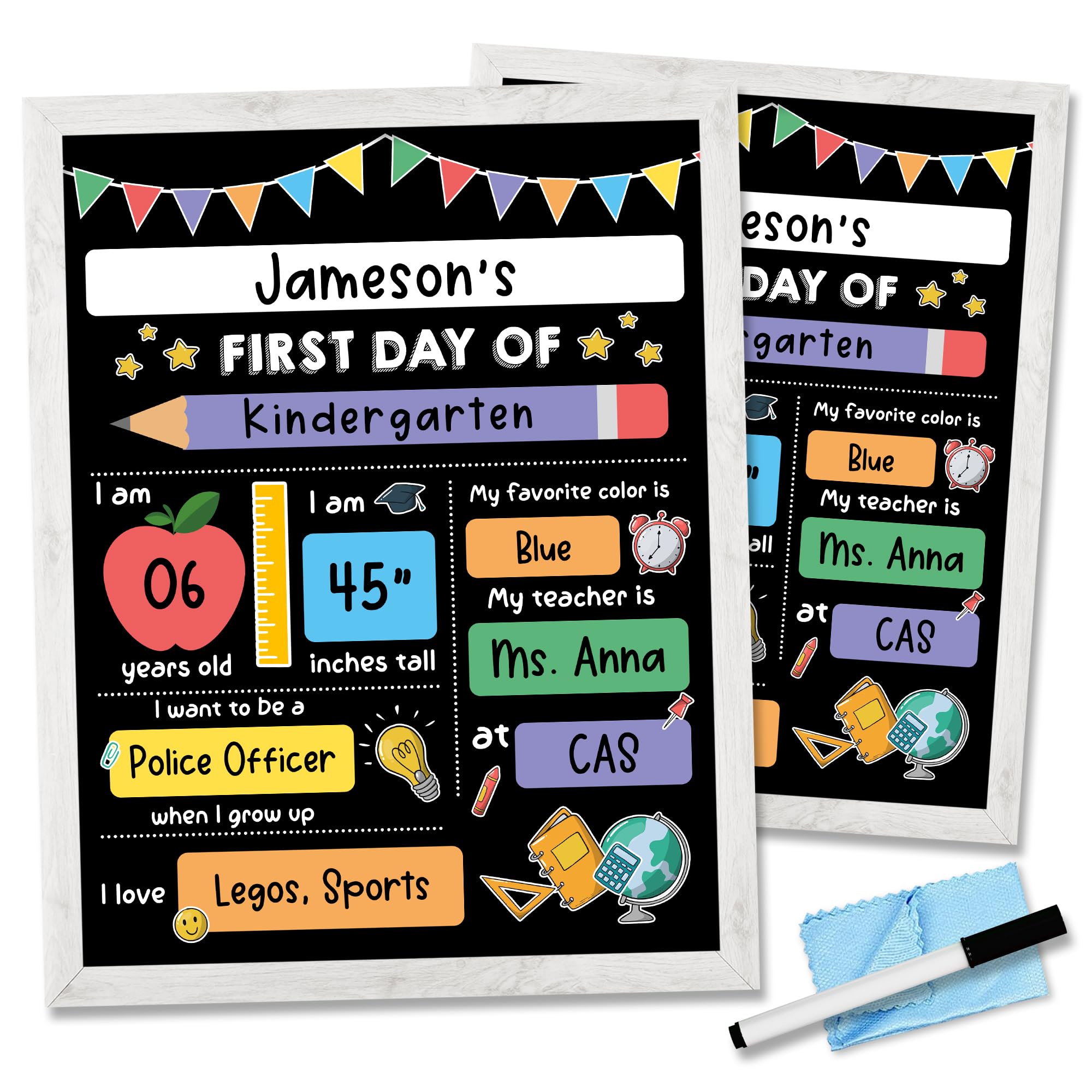 Photo 1 of DUNKMATE Double-Sided First and Last Day of School Chalkboard Sign with Frame