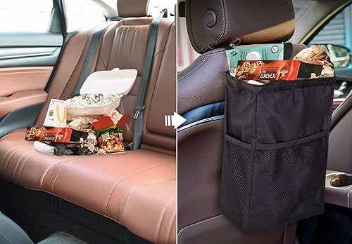 Miniatura 2 de Ginsco Bolsa de basura colgante para automóvil, paquete de 2 cubos de basura de gran capacidad, bolsa de basura para automóvil a prueba de fugas,