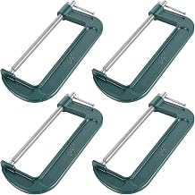 LEXININ 4 Pack 10 Inch C Clamp, 200mm Jaw Opening G Clamp for Woodworking Welding Building, Green