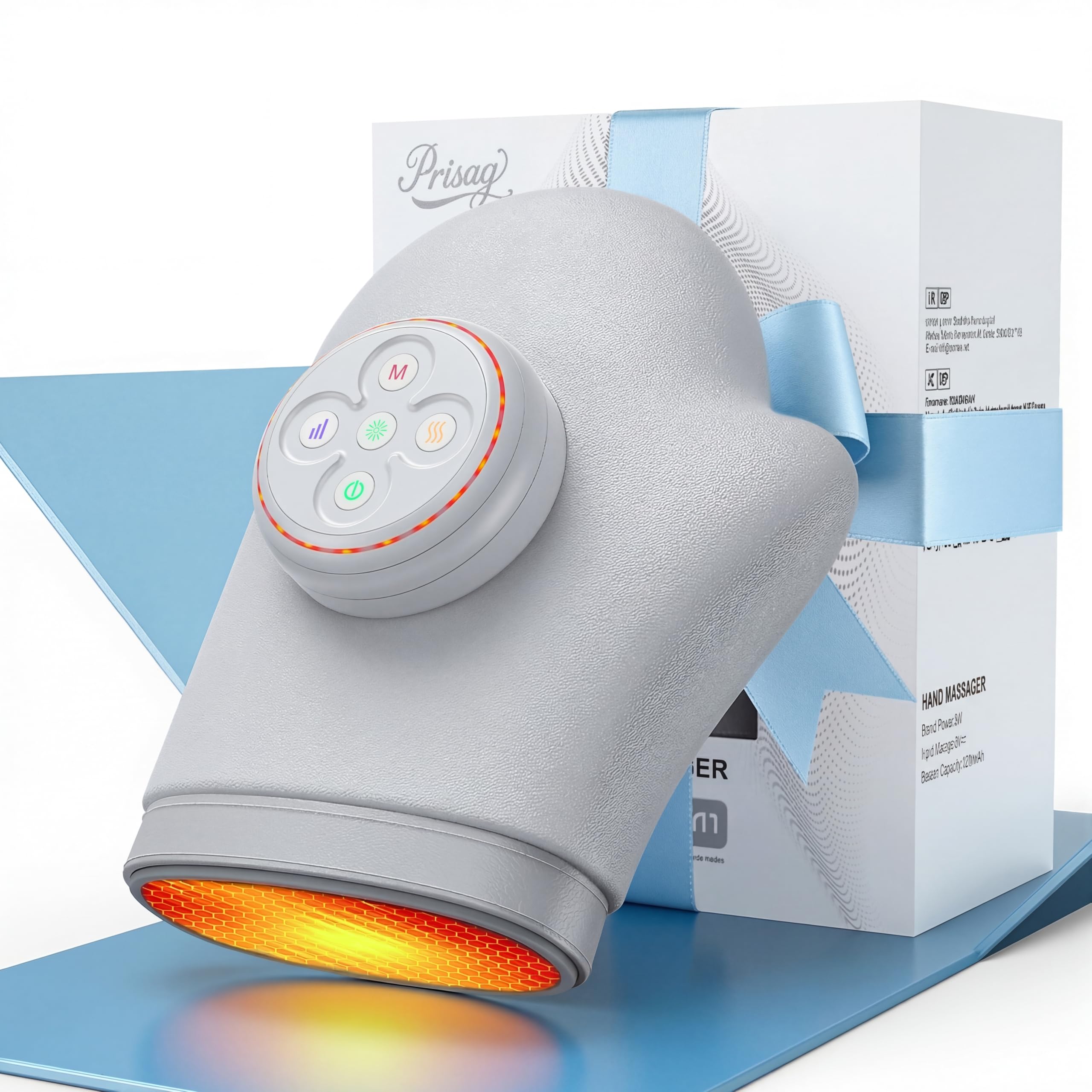 Masajeador de Manos Eléctrico Prisag con Calor, 3 Modos y 5 Niveles Intensidad, Compresión de Aire para Artritis y Túnel Carpiano, Alivio del Dolor, Regalo Ideal para Mujeres, Padres y Abuelos, Gris - 2