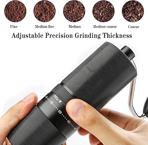 Miniatura 4 de Molinillo de café manual con rebabas de acero inoxidable, molinillo de café de mano, ajuste de molienda ajustable externo para expreso, prensa