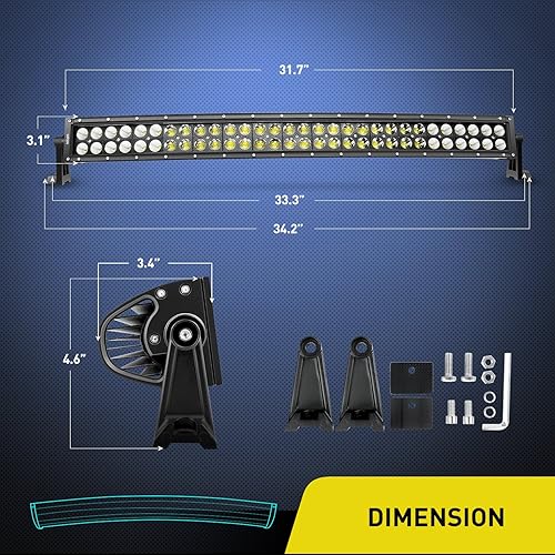 Miniatura 2 de Nilight - 71013C-A 32 pulgadas 180 W lámpara de conducción LED de alta potencia barra de luz LED luces de trabajo para SUV barco Jeep 2 años de