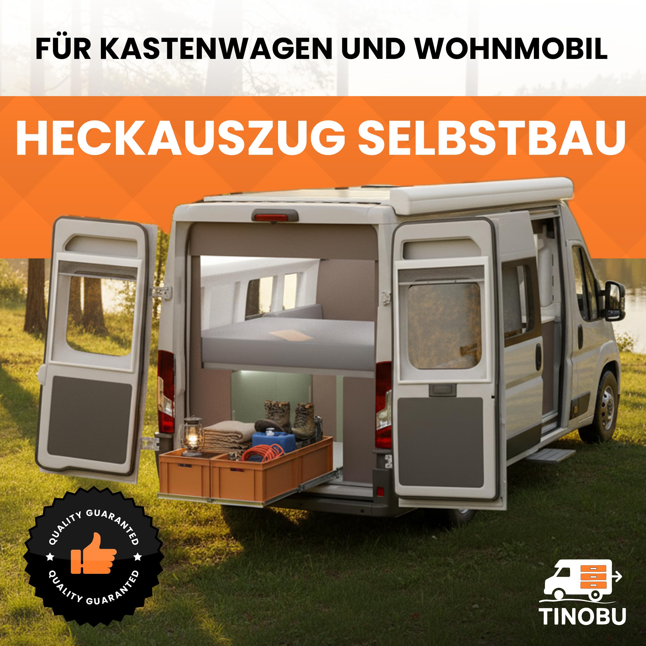 Heckküche-Auszug 120x60 120 kg Vollauszug Stauraum-System für Heckgarage