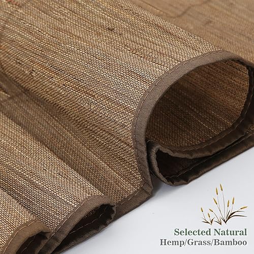 Vista 38 de Yin Yang Persianas romanas de bambú opacas sin cables, elegantes persianas romanas de madera tejida natural con salvia, persianas romanas de bambú