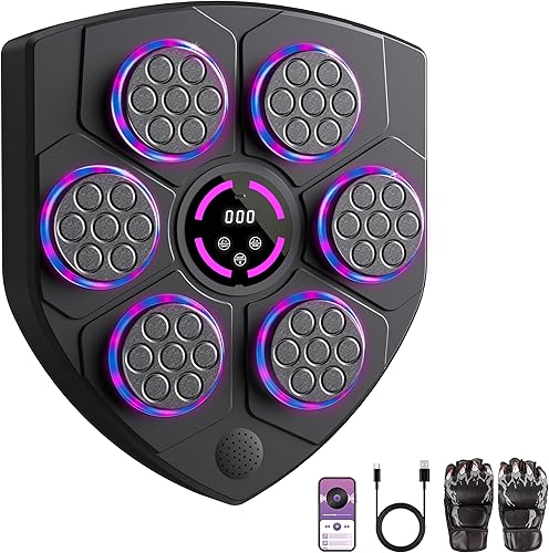 2025 Music Boxing Machine with Boxing Gloves, Smart Bluetooth Boxing Trainer, Boxing Wall Mount Machine for Adults Kids, Electronic Boxing Target