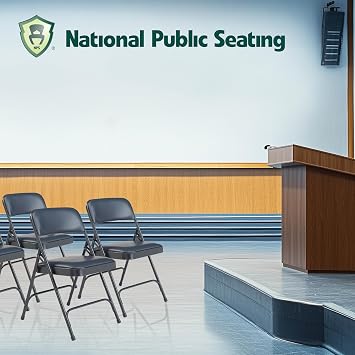 Premium Padded Portable Folding Chairs by National Public Seating 1200 Series Upholstered, Heavy-Duty Foldable Chairs for Indoor & Outdoor Use Set of 4, Comfortable & Durable, Midnight Blue