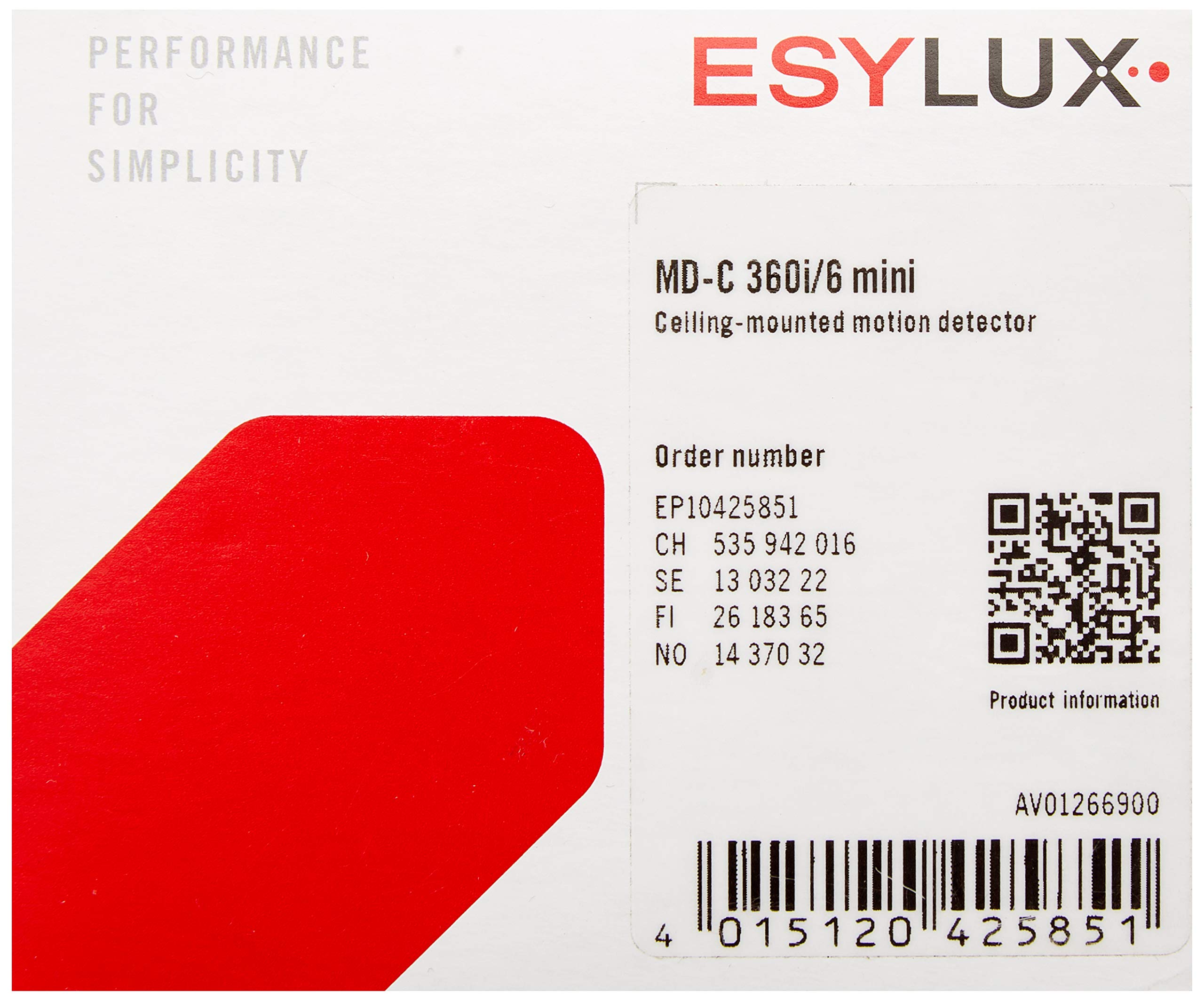 ESYLUX Deckenbewegungsmelder 360 Grad, Circa 6 m, 230 V, MD-C 360I-6 mini, weiß, 5142212