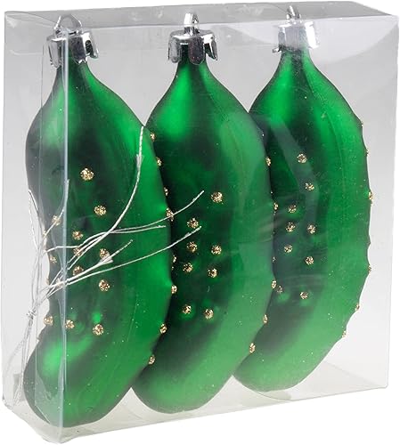 Miniatura 8 de Clever Creations - Juego de adornos de Navidad para Pickle, encurtidos metálicos en rosa, azul y verde, paquete de 3, decoración festiva, ligero