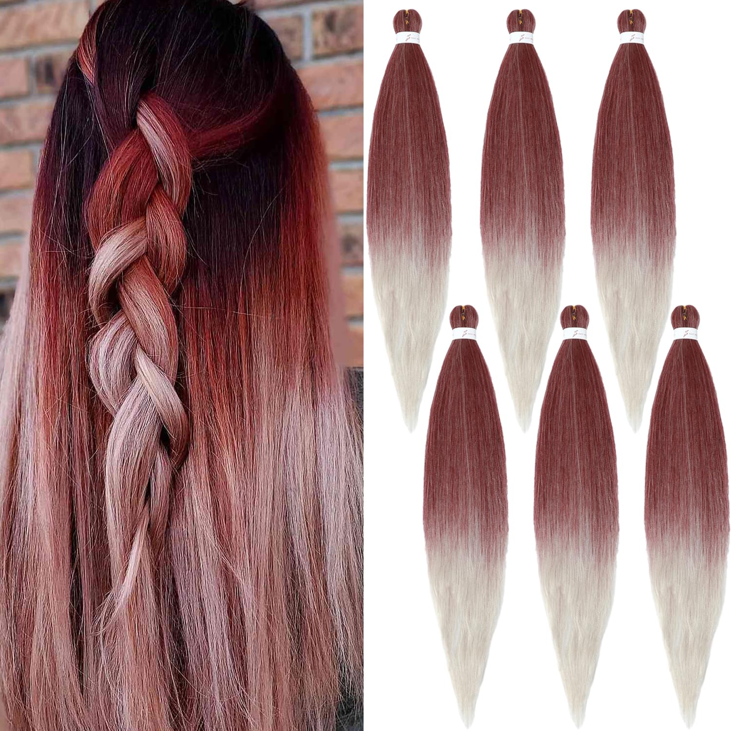 Pre-Stretched Braiding Hair ShowJarlly Soft Synthetic Fiber Corchet Braids Natural Black 6Packs/Lot Knotless Braiding Hair Extensions Hot Water Setting Braiding Hair (30inch,900/silver#)