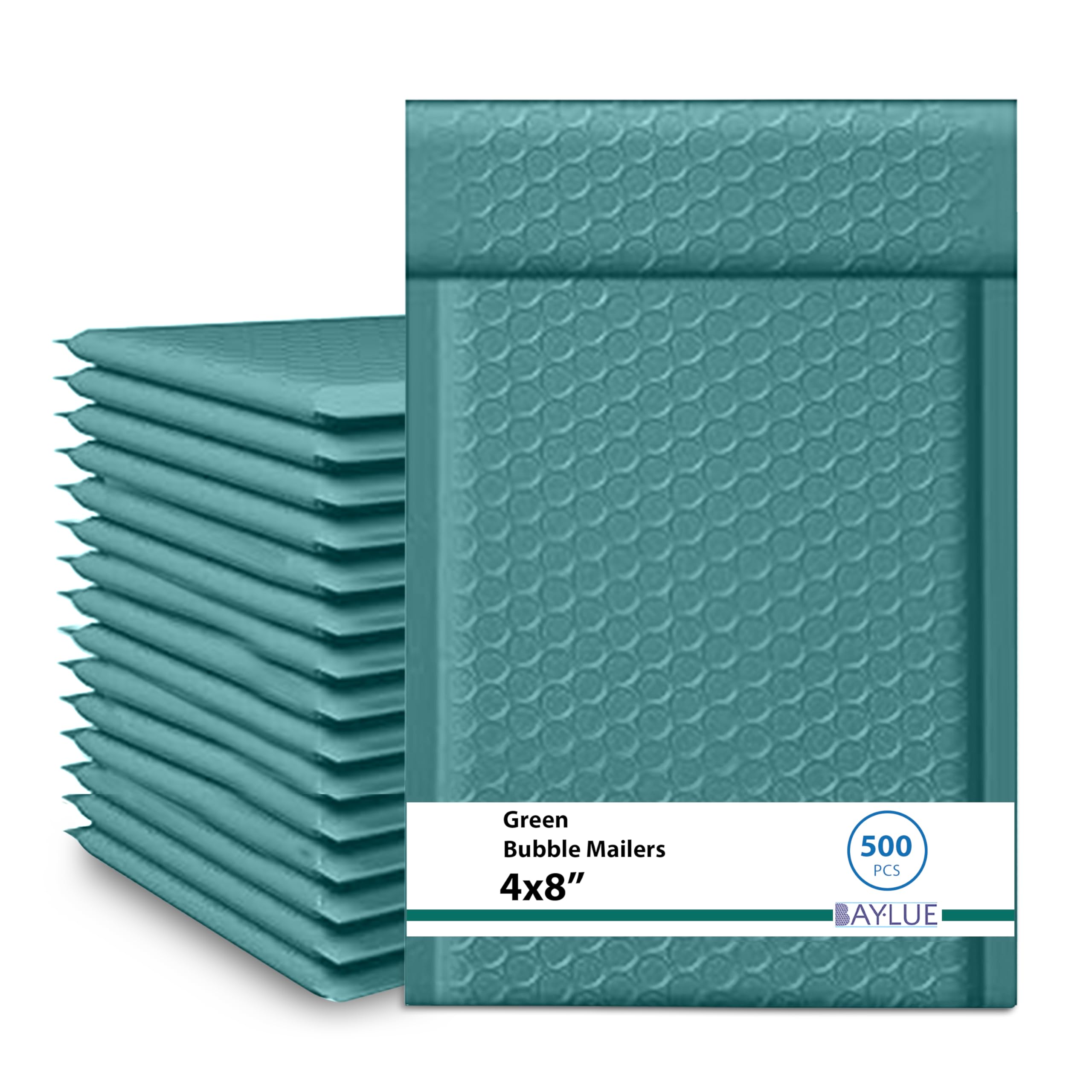 Green Small Bubble Mailers 4x8 Inch #000 | Thick Padded Poly Mailer Envelopes | Mailing Trading card sports Card Bubble Envelopes Water & Tear