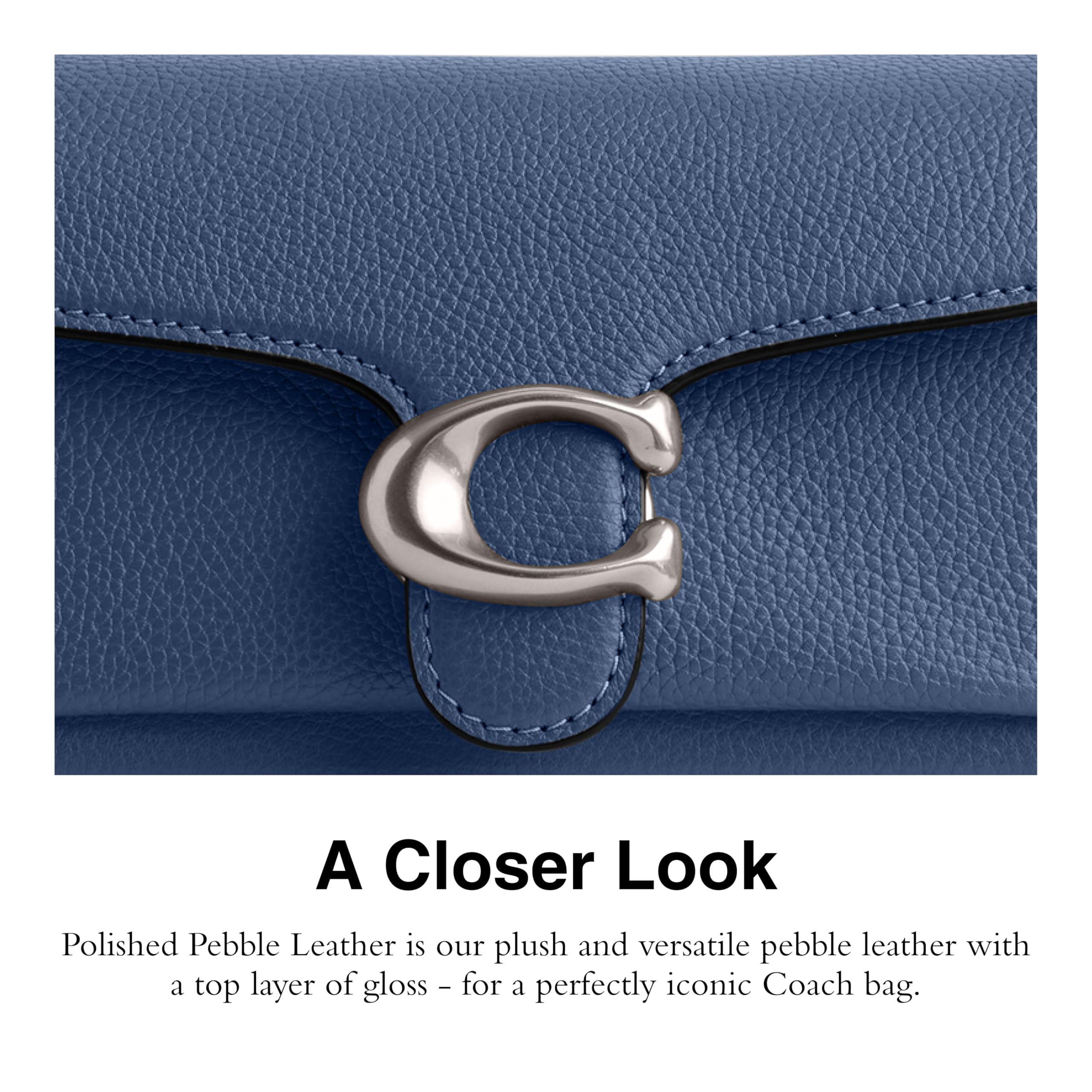 COACH womens Polished Pebble Leather Tabby Shoulder Bag 20: One Size Sky Blue