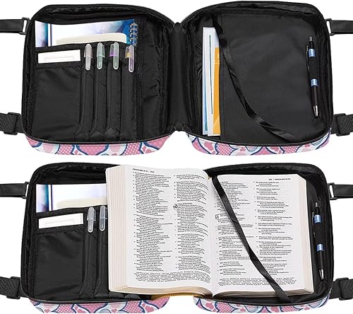Miniatura 4 de Funda para la Biblia para mujeres y hombres, funda de transporte de la Biblia de moda con correa para el hombro y bolsillo portátil, bonitos regalos