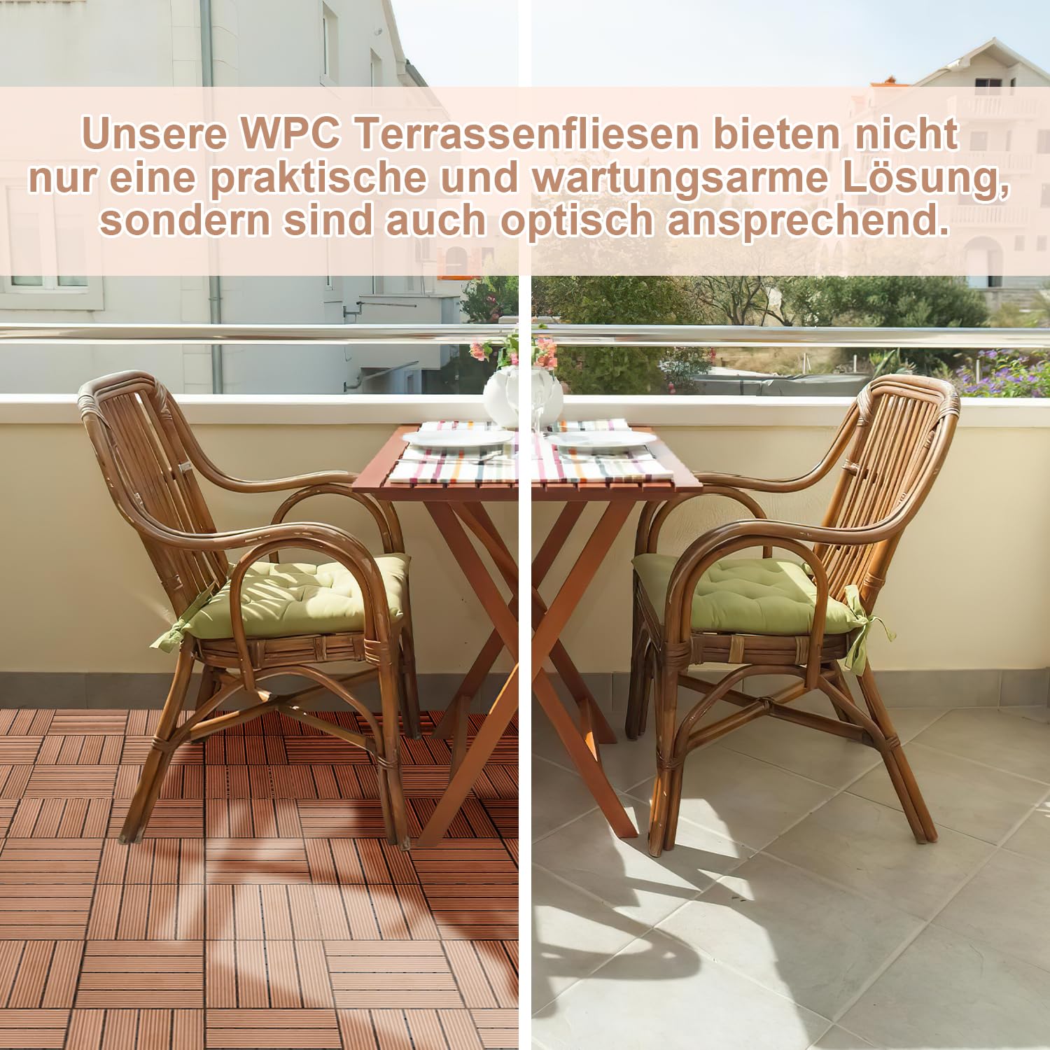 Ansobea WPC Terrastegels, 30 x 30 cm, houten tegels, set van 11 voor 1 m², balkontegels in houtlook, balkontegels met kliksysteem, terrasplanken, waterdicht, voor balkon en terras (antraciet