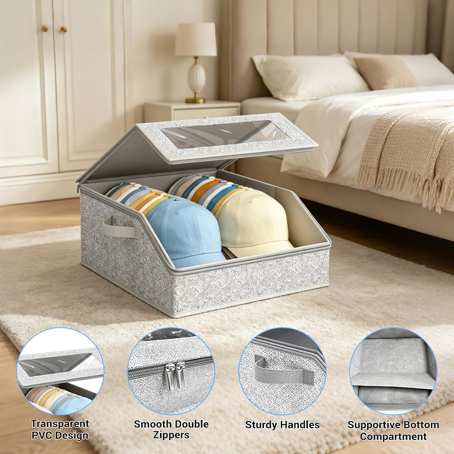 Hat Organizer for Baseball Caps, Stackable Hat Organizer for Closet