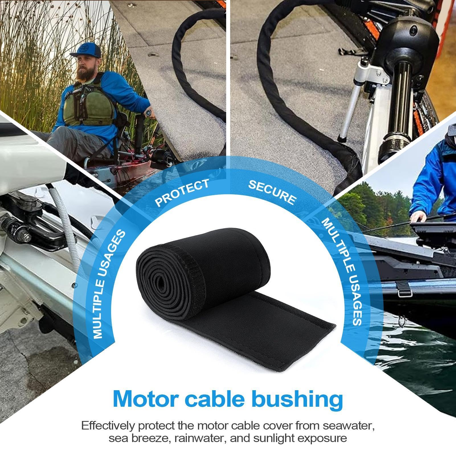 Copertura per cavi in neoprene, organizer per cavi elettrici, di protezione per motore da pesca, barca, auto, camion, installazione semplice e durevole