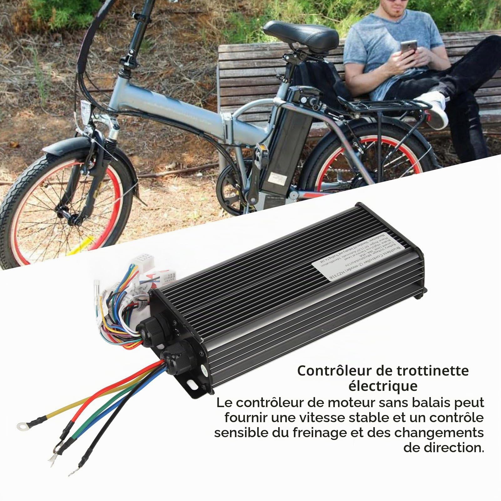 BuyWeek Contrôleur de Moteur sans Balais pour Vélo Électrique, 48V 60V 64V 72V 2000W Contrôleur sans Balai de Vélo Électrique à 18 Tubes pour E-Bike Scooter Électrique