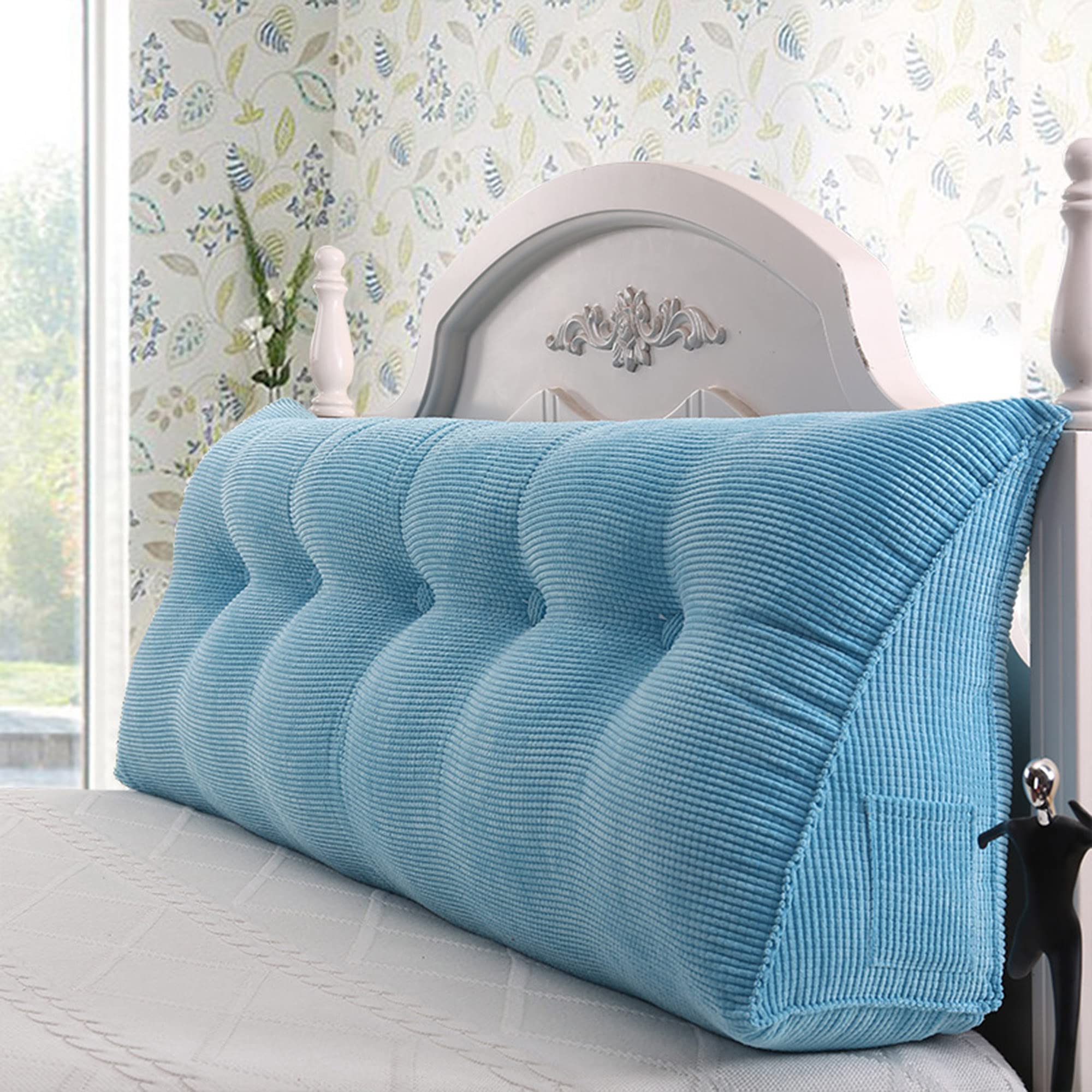 Grand Coussin Triangulaire Pour Lit Ou Canapé – 180 X 23 X 50 Cm – Soutien Lombaire, Tête De Lit, Décoration Dos Vert Foncé