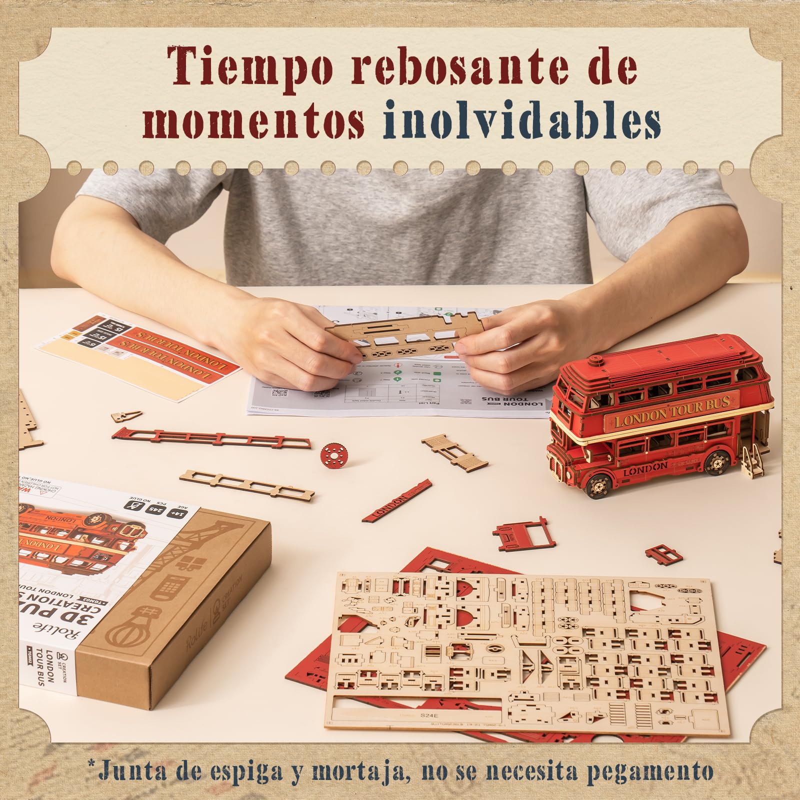 Rolife Puzzle 3D Madera London Tour Bus Maquetas para Construir Adultos Modelismo Maquetas DIY Kit Manualidades para Adultos TGM02