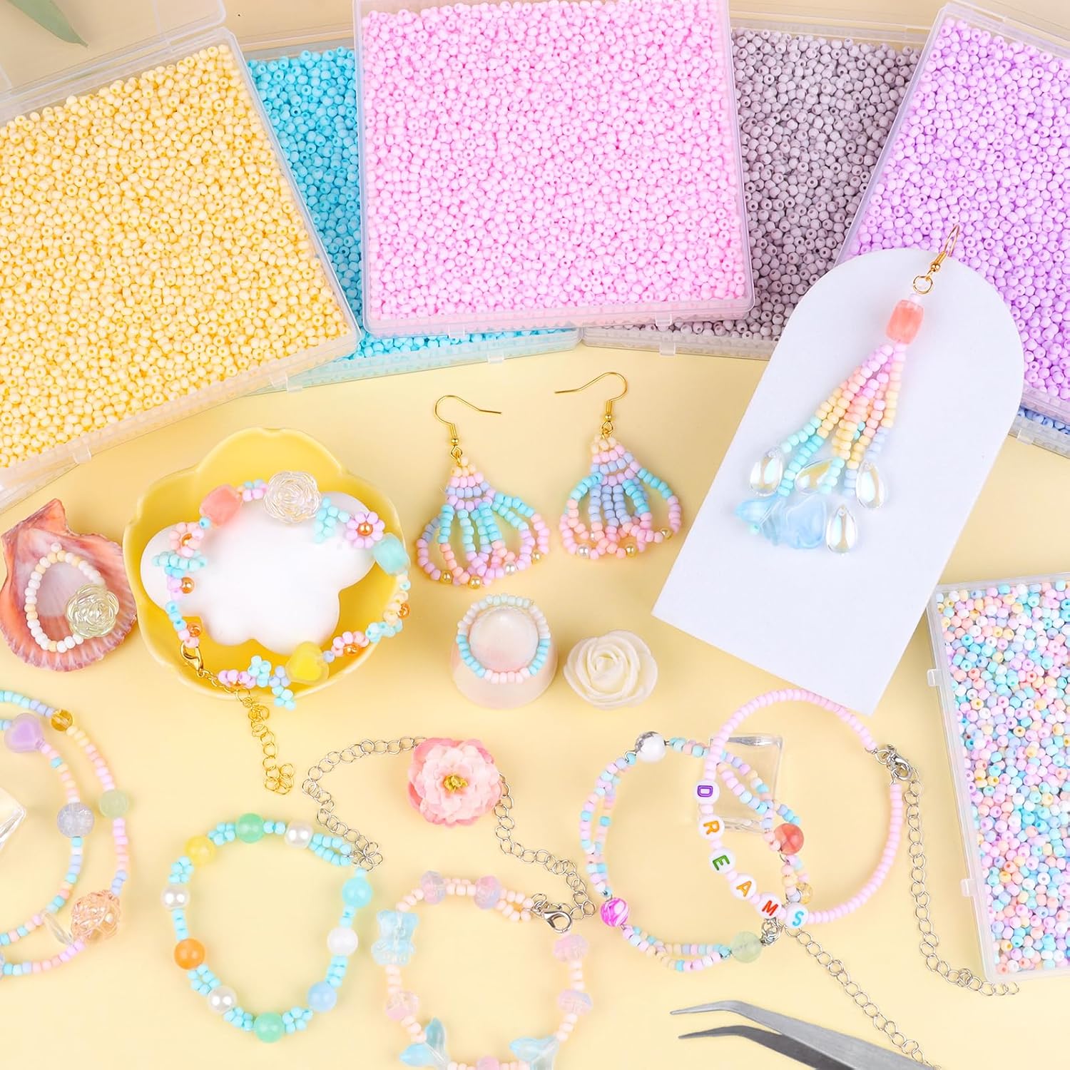 5000Pcs 3mm Pastel Glass Seed Beads Bulk, Navy Blue Tiny Small Seed Beads for Jewelry Bracelet Making Crafts DIY - Image 6