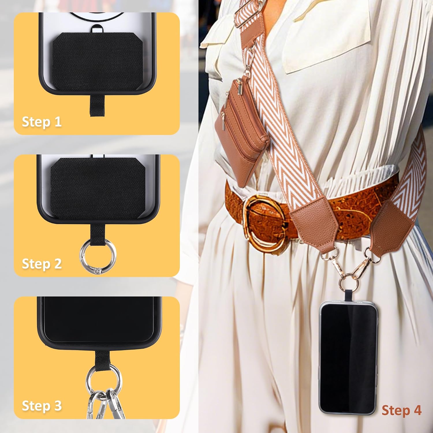 BARGIFTS Clip and Go Strap for Phone with Wallet Crossbody, Cell Phone Lanyard with Zippered Pouch, Adjustable Phone Strap Crossbody with Wallet image 2