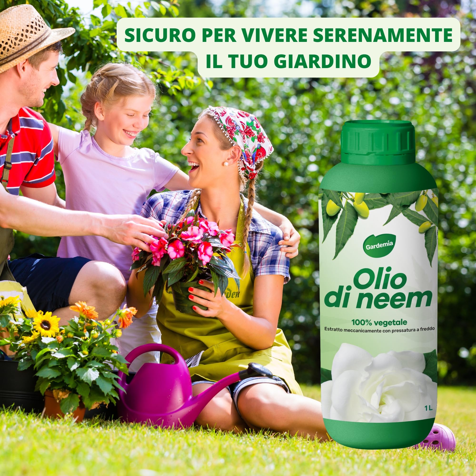 Gardemia Olio di Neem per Piante 1 Litro 100% Vegetale Azione Naturale contro varie Avversità Giardino Multiuso Concentrato Estratto Meccanicamente Pressatura Freddo Straordinarie Proprietà Naturali