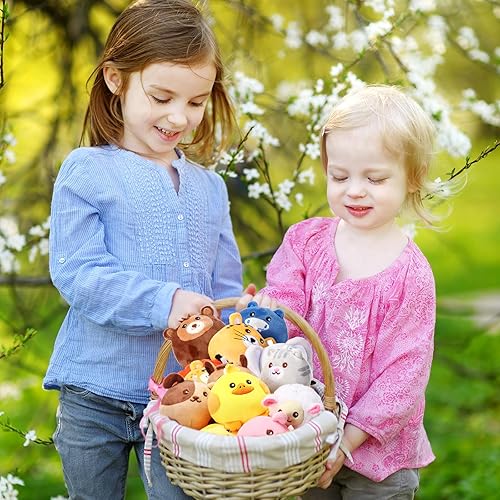Miniatura 5 de Juego de 18 llaveros de animales de peluche pequeños de 3.15 pulgadas para regalos de cumpleaños, rellenos de huevos de Pascua, cestas, premios