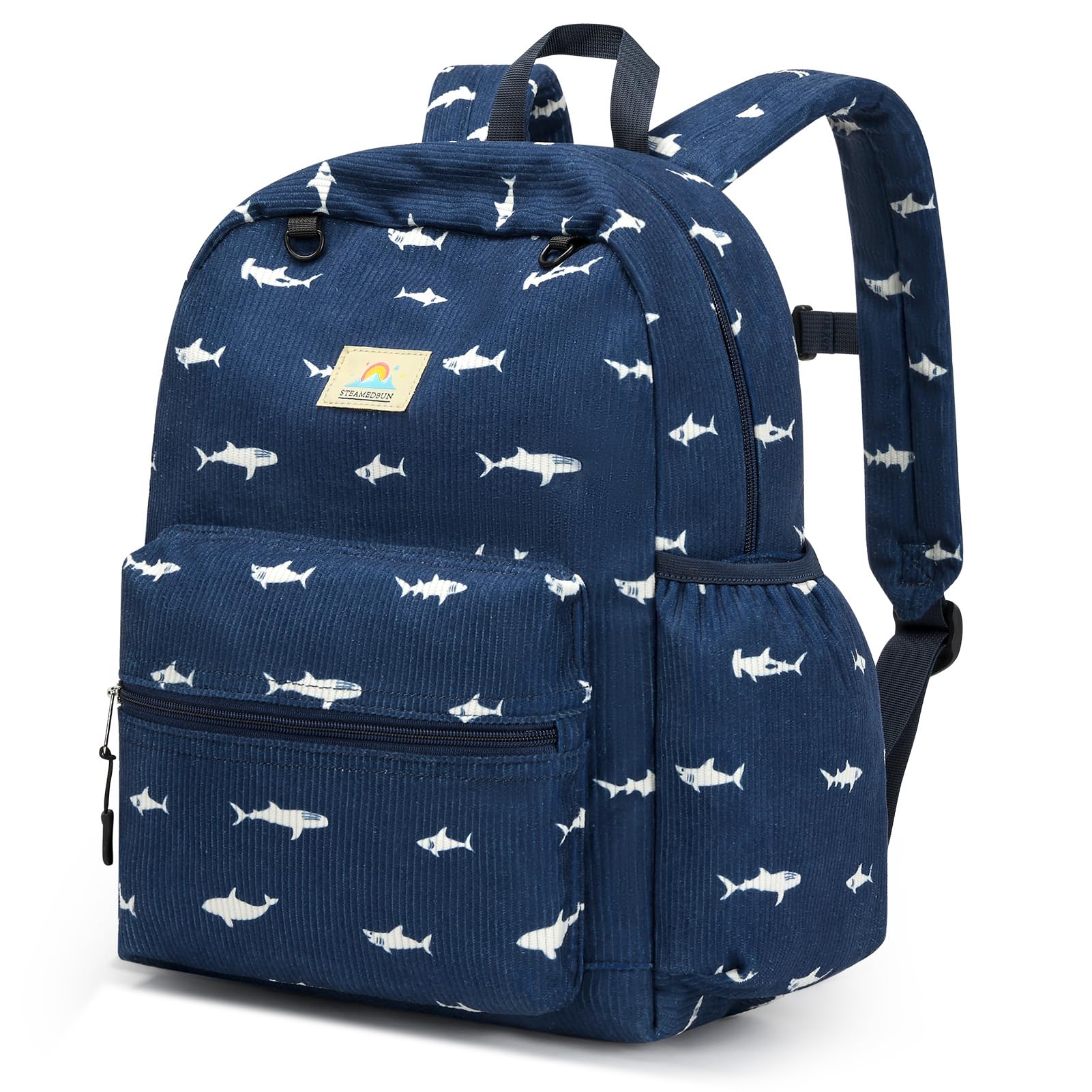 STEAMEDBUN Corduroy Shark Backpack