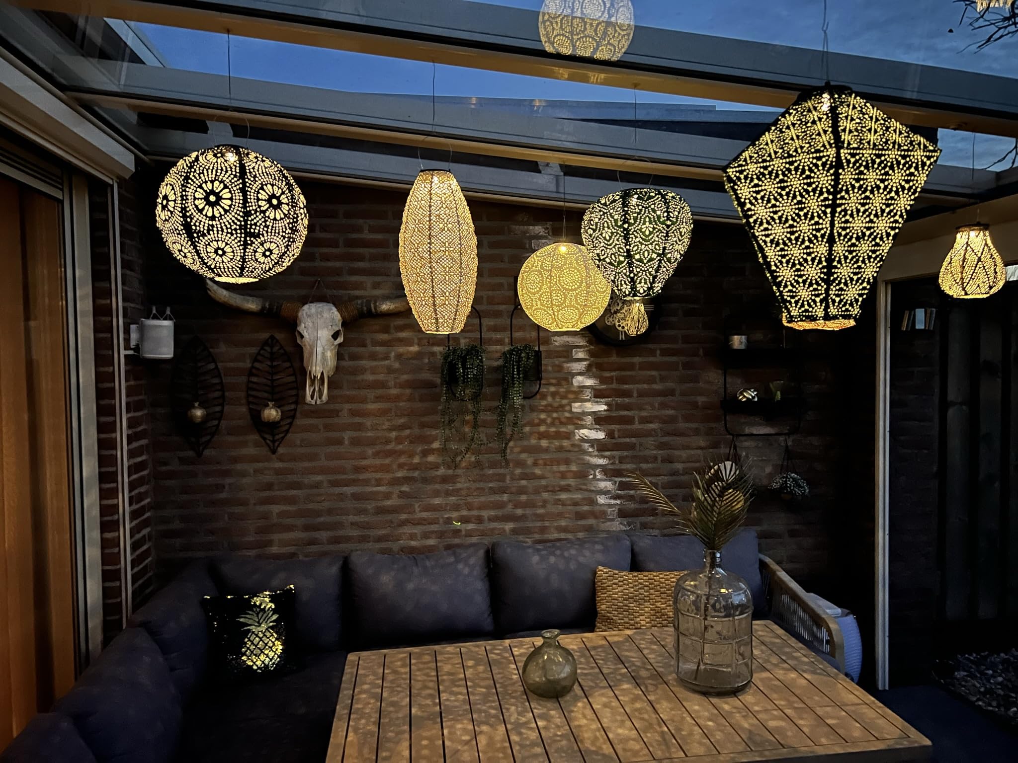 7 x Lanterne solari da giardino con motivo – Lampioni set illuminazione da esterno – Lanterna marocchina orientale - LED solari giardino, terrazzo e balcone – Illuminazione decorativa