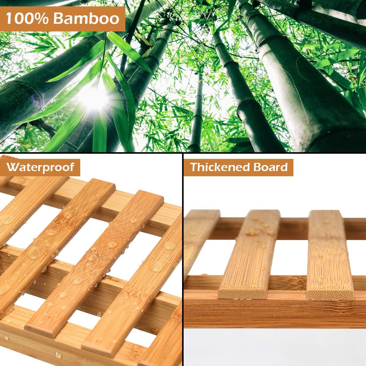 Giantex 3-Tier Hanging Plant Stand Storage Shelf, Folding Flower Pot Organizer Display Storage Rack, Adjustable Hanger Rod, Bamboo Planters Shelves Potted Holder for Patio Garden Balcony Bathroom