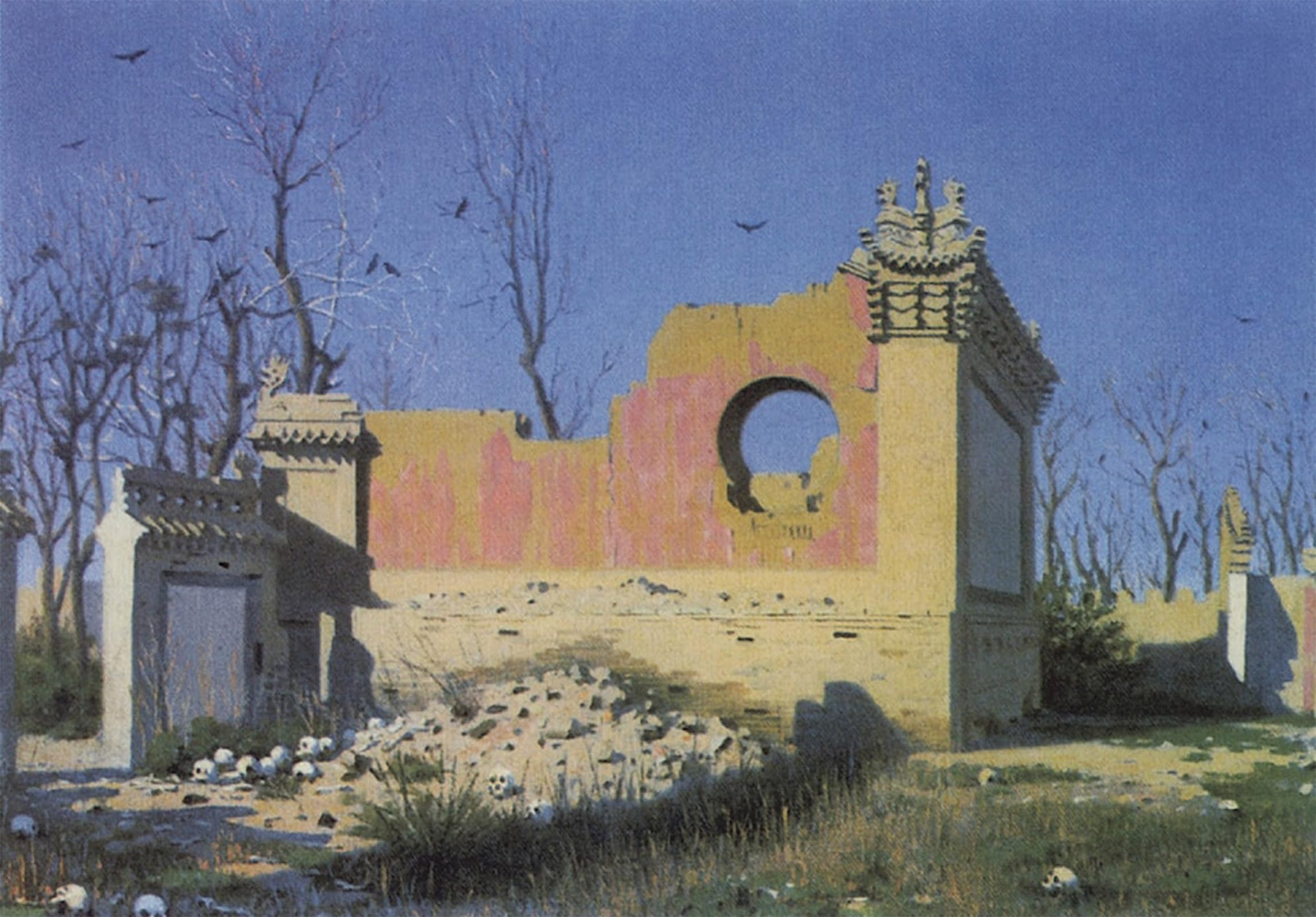 SERENDIPITP Abstract Painting Mural Print Picture Wall Decor Painting Rovine del teatro a Chuguchak Vasily Vereshcagin Vintage Wall Artwork for Home Decor 60x90cm