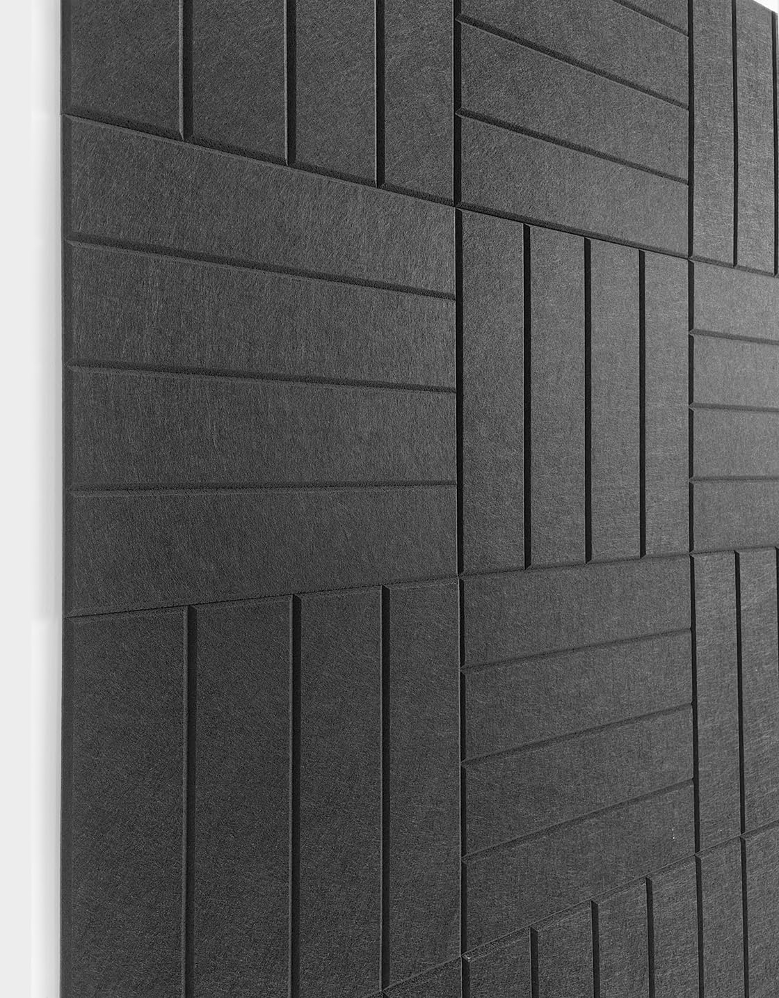 Alternative au panneau de liège - Lot de 12 carreaux de feutre pour mur avec bandes adhésives amovibles et sûres - Noir-30III