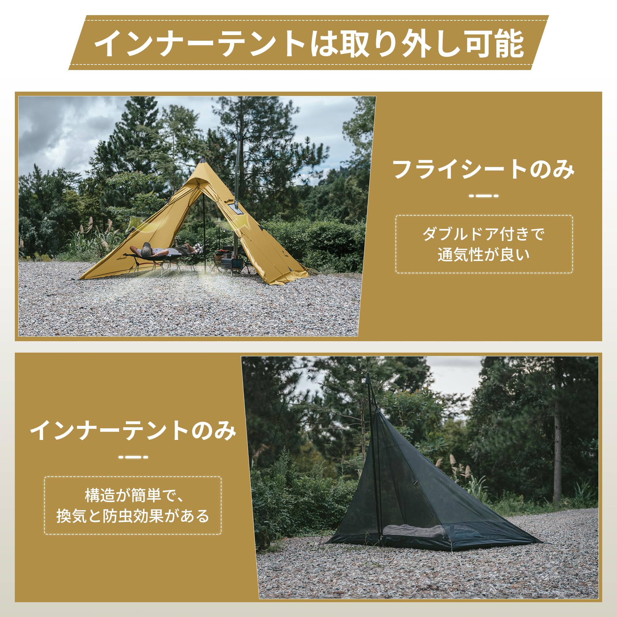 Amazon.co.jp: Naturehike公式ショップ ワンポールテント 2.1m 焚き火