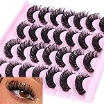False Eyelashes Volume Russian Strip Lashes D-Curly Fake Eyelashes Extension Wispy Cat Eye Lashes Handmade Soft Reusable 14 Pairs Lashes Pack