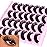 False Eyelashes Volume Russian Strip Lashes D-Curly Fake Eyelashes Extension Wispy Cat Eye Lashes Handmade Soft Reusable 14 Pairs Lashes Pack