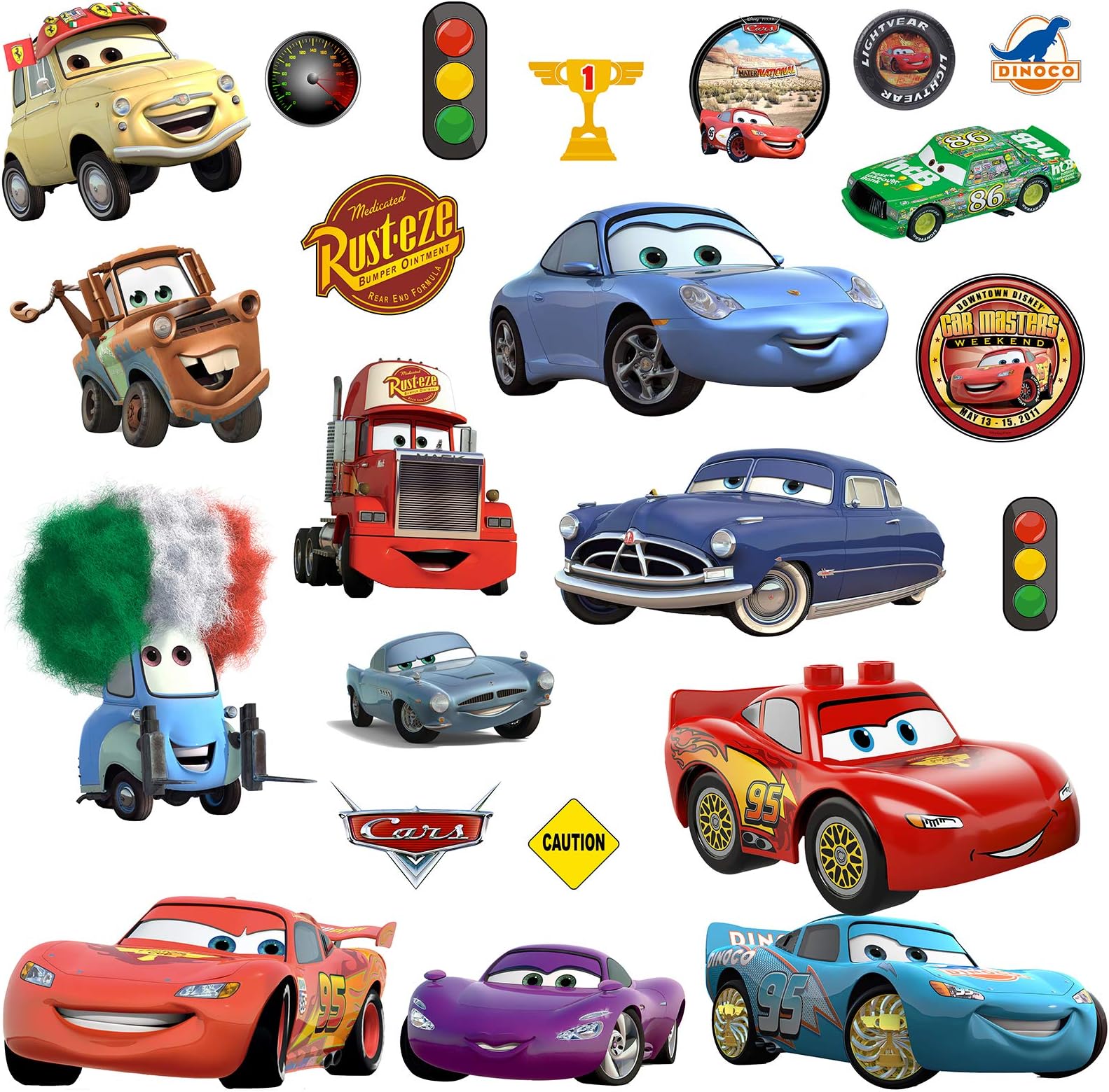 Colourful Cars 3 Cartoon Wall Stickers for Bedrooms Boys and Girls Mural Decal