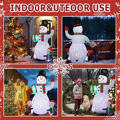 Miniatura 3 de Muñeco de nieve inflable de 6 pies, muñeco de nieve inflable impermeable, pingüino, decoración de patio con luces LED giratorias para decoración de