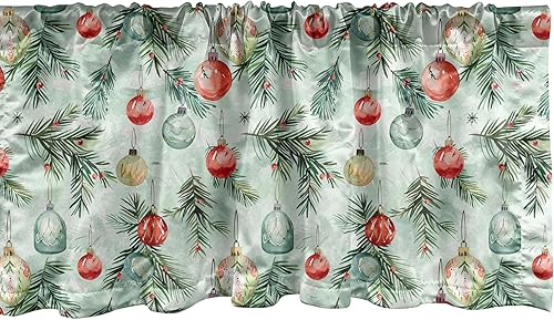 Miniatura 9 de Ambesonne Cenefa de Ventana Natural, Adorno de Estilo Escandinavo con Árboles Desnudos y Pájaros, Cenefa de Cortina para Decoración de Cocina y