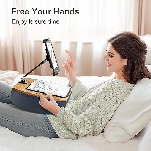Miniatura 8 de Lap Beanbag acogedor soporte de almohada Kindle para cama con brazo ajustable, soporte para tableta de 360, se adapta a Kindle, iPad, teléfono y