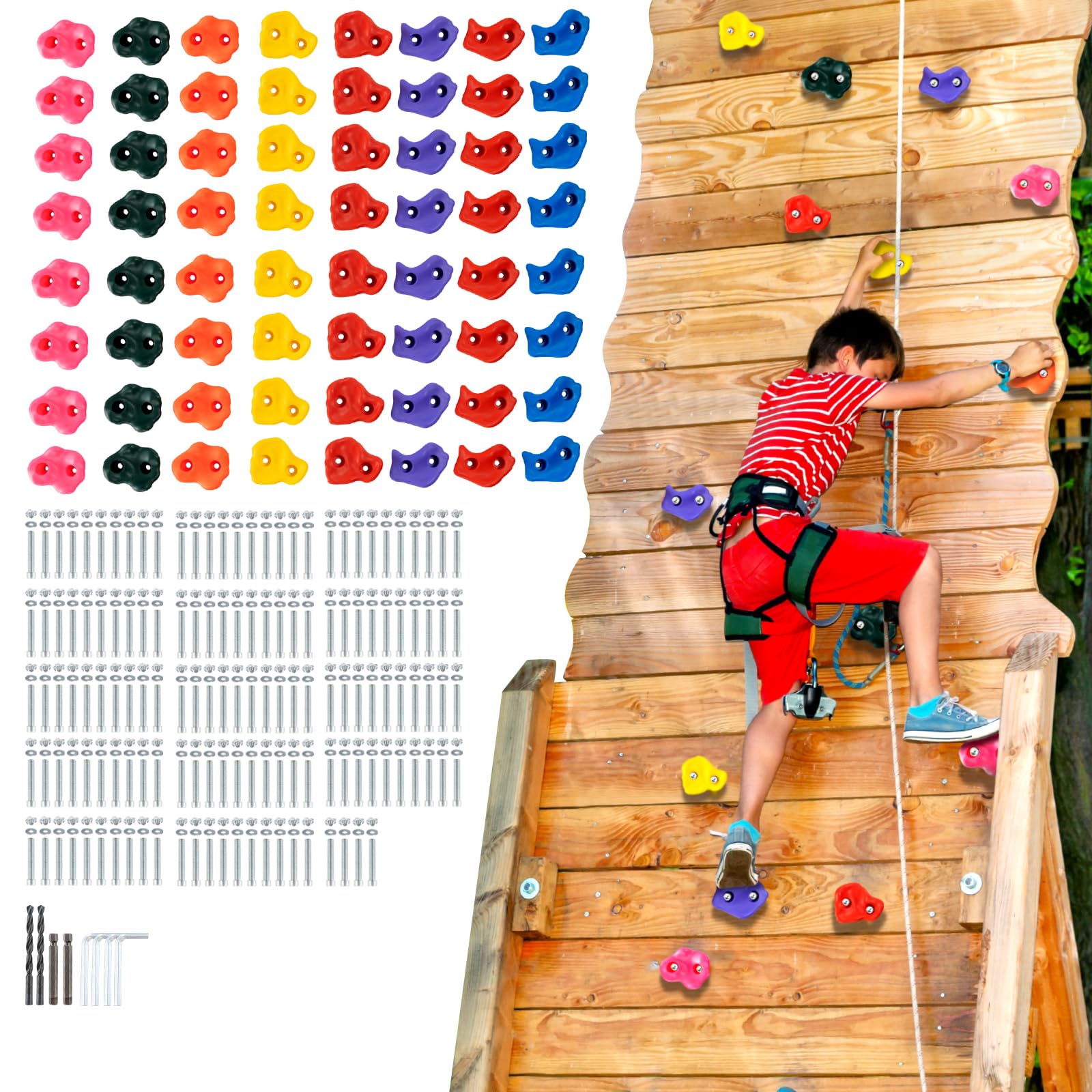 VEVOR 25 Rock Climbing Holds for Kids and Adults, Multi-Colored Climbing Rock Wall Grips for Indoor and Outdoor Playground Play Set