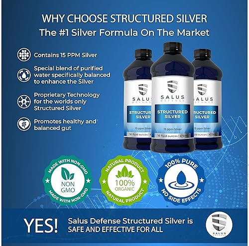 Miniatura 3 de Salus Defense Structured Silver Liquid - Suplemento diario de apoyo inmunológico con tecnología avanzada de plata estructurada de 15 ppm, totalmente