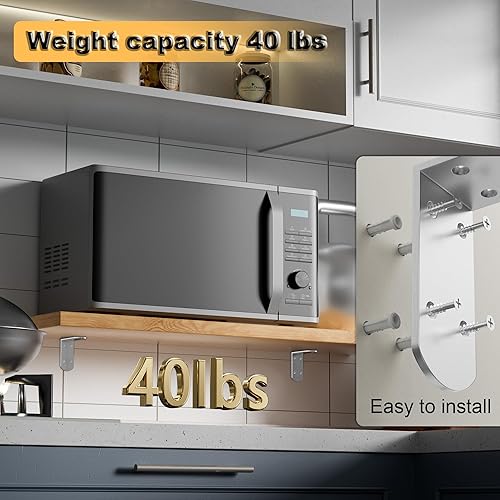 Miniatura 38 de Alise Soportes flotantes para estantes resistentes en forma de L, soportes de esquina de ángulo negro para estantes, soporte de estante reforzado